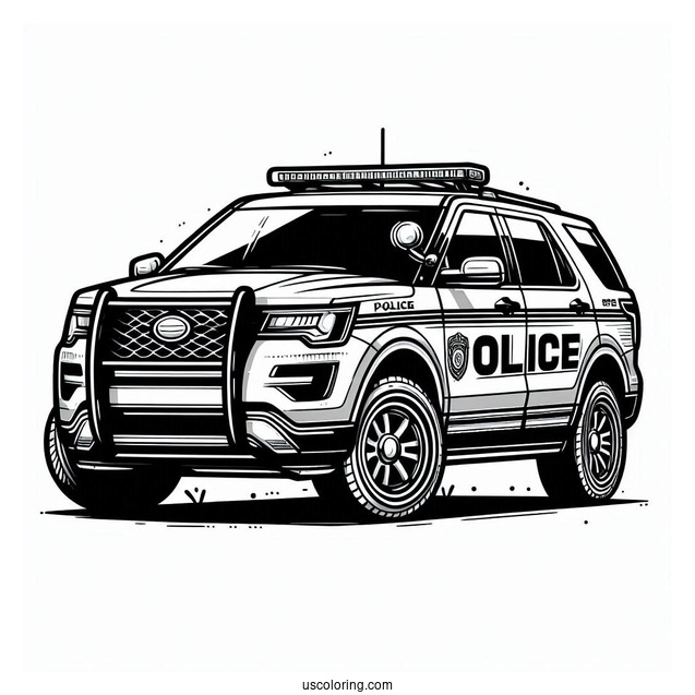 Police SUV Car Coloring Picture