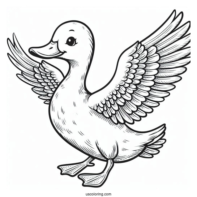 Duck With Wings Open Ready To Fly