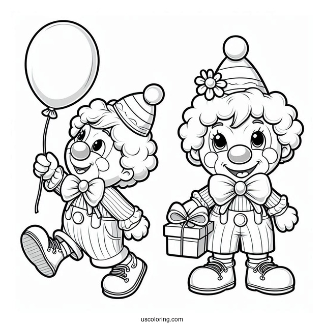 Clown Holding Balloon for Kids