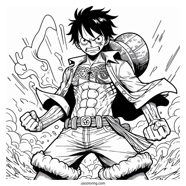 Powerful Luffy Coloring Page In 5th Gear Style