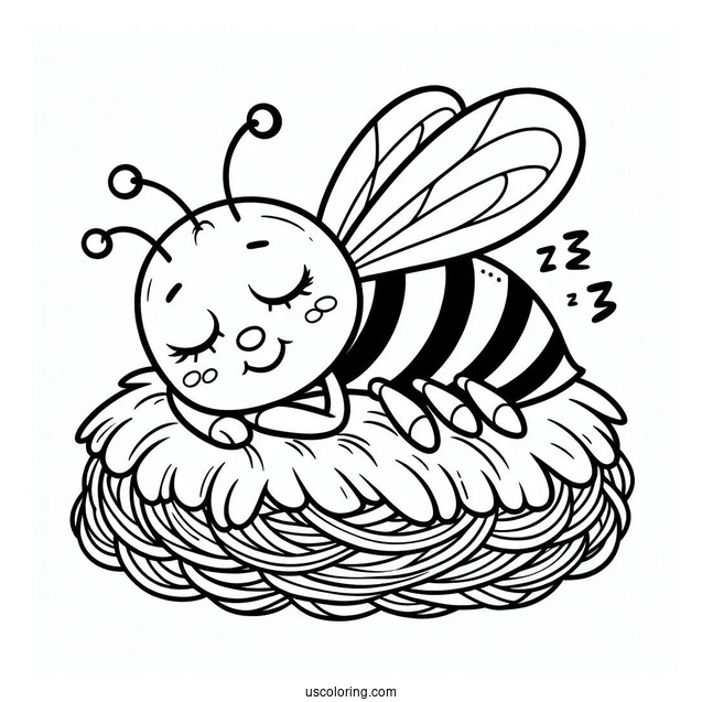 Sleeping Bee Coloring Page For Preschoolers