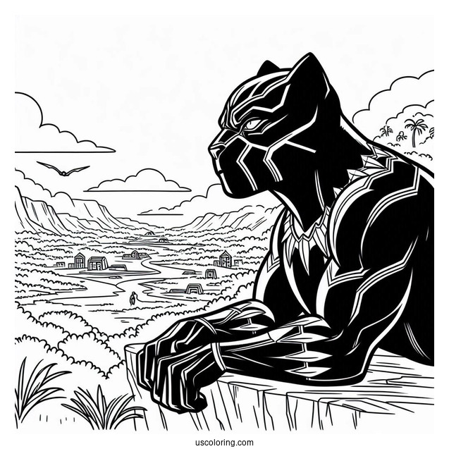 Black Panther Looking Over Wakanda