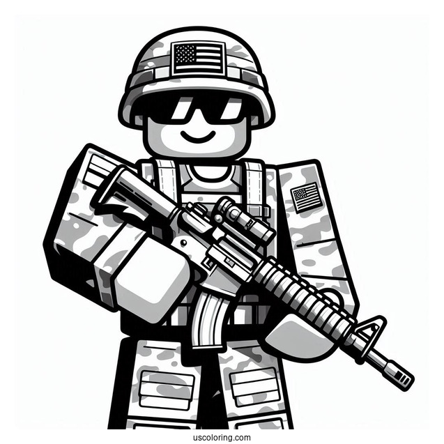 Roblox Soldier Coloring Page With Gun