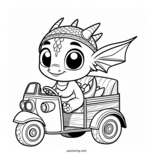 Raya And The Last Dragon Coloring Page Of Cute Baby Tuk Tuk For Preschoolers