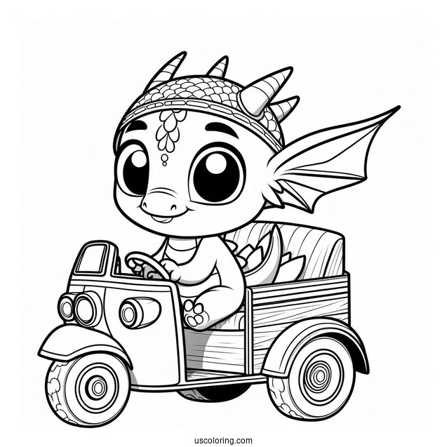 Raya And The Last Dragon Coloring Page Of Cute Baby Tuk Tuk For Preschoolers