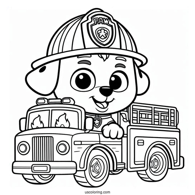 Coloring Page Of Marshall With Fire Truck