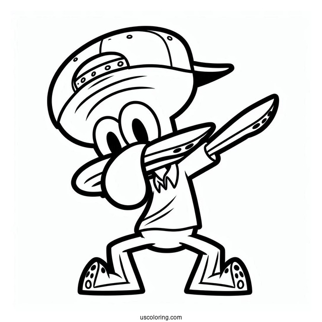 Easy Outline Of Squidward Coloring Page Dabbing For Kids