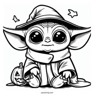 Halloween Baby Yoda To Color