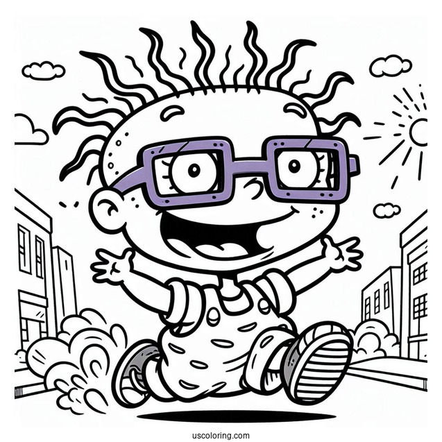 Rugrats Coloring Page Of Kawaii Kimi Finster Running For Preschoolers