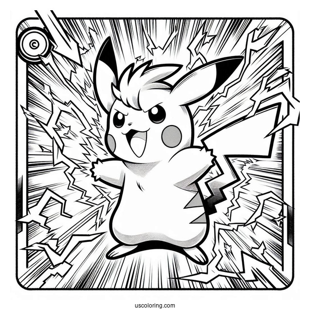 Pikachu Thunder Jolt Pokemon Card Coloring Page