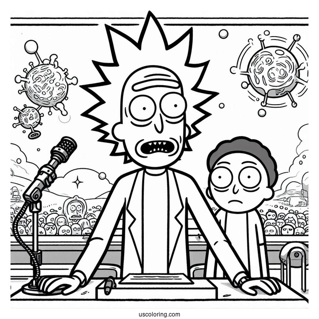 Rick Lecturing Morty Coloring Page
