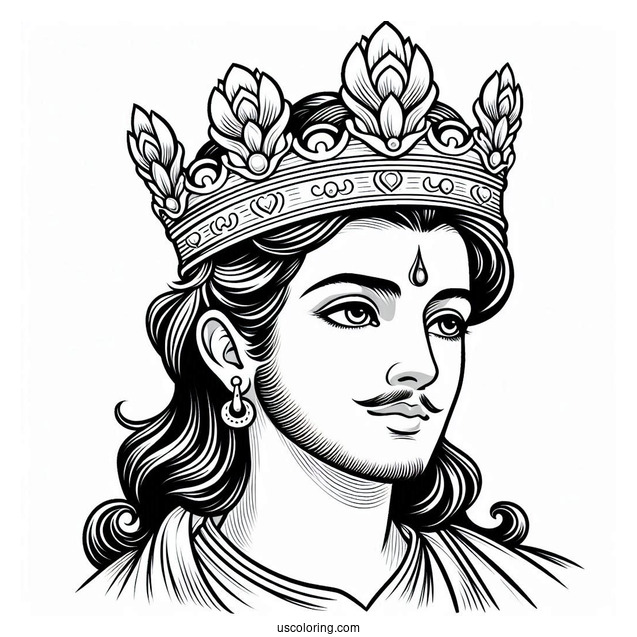 Coloring Sheet Of King Wearing Crown