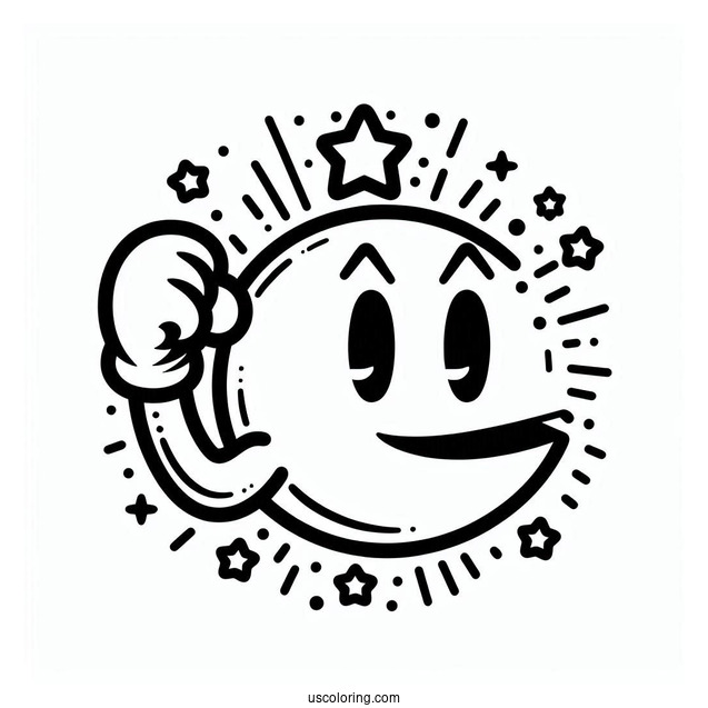 Pac-Man Coloring Page With Fist In The Air