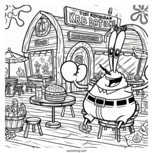 The Krusty Krab Restaurant Coloring Sheet