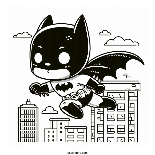Cute Batman Jumping Off Building To Color