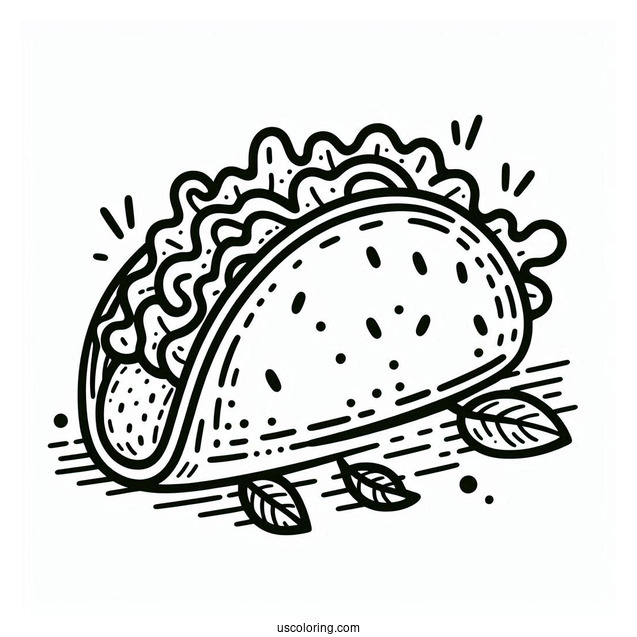 Easy Taco Coloring Page Outline For Preschoolers