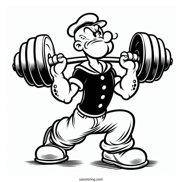Popeye Coloring Page Lifting Weights