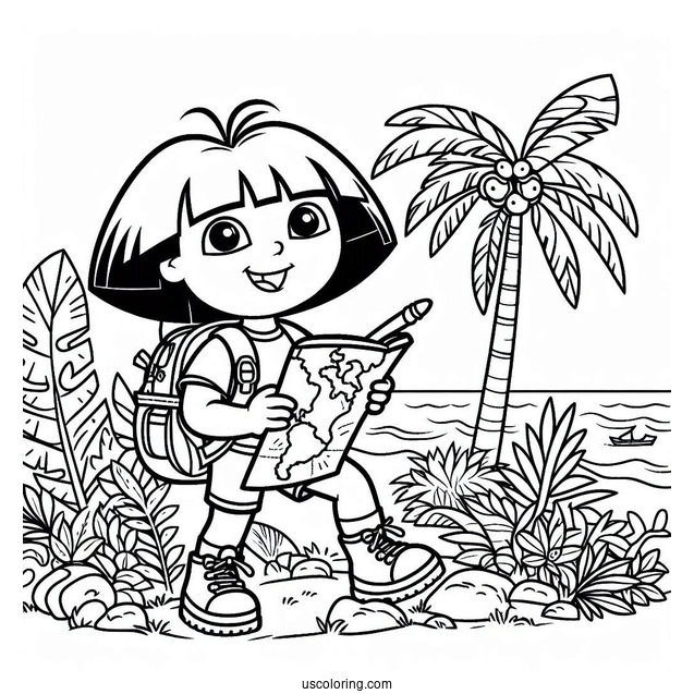 Dora Exploring With Her Backpack And Map
