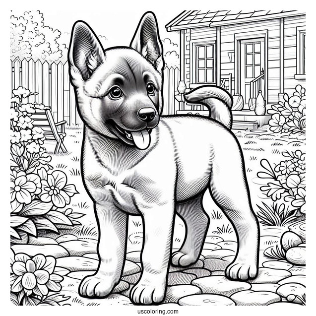 Belgian Malinois Puppy In Backyard