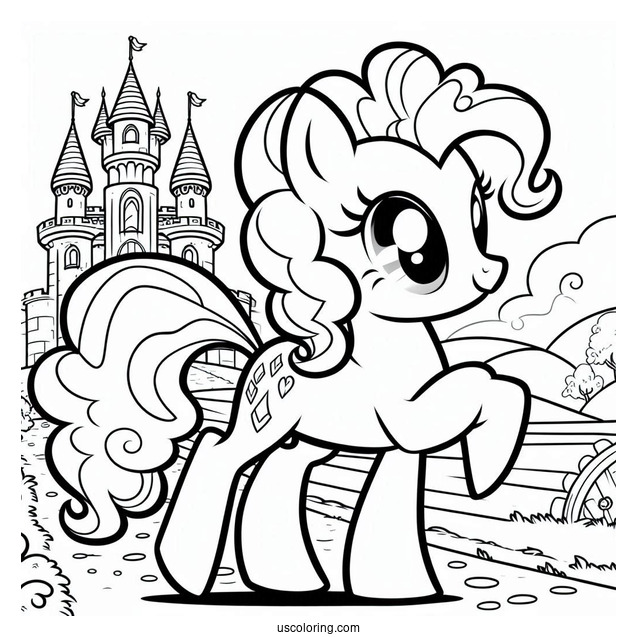 Pinkie Pie Coloring Page Trotting Outside Of A Castle
