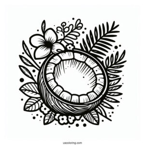 Halved Coconut Coloring Page For Kids
