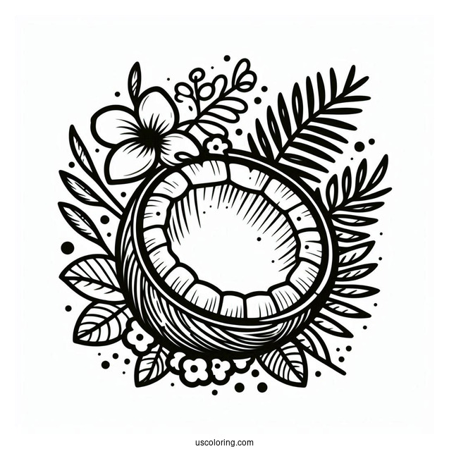 Halved Coconut Coloring Page For Kids