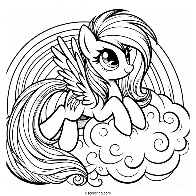 Majestic Rainbow Dash Coloring Page On A Cloud