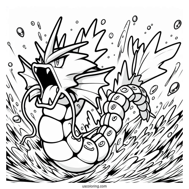 Gyarados Splash Burn Pokemon Card Coloring Page