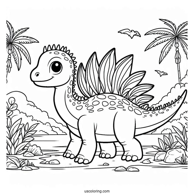 Cute Spinosaurus Coloring Page Outline For Kids