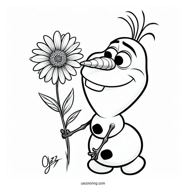 Olaf Looking At a Flower