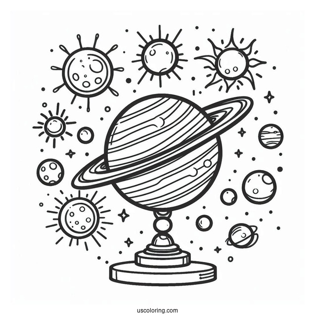Simple Solar System Coloring Sheet For Kids