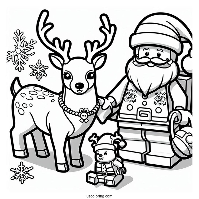 Lego Santa And Reindeer To Color