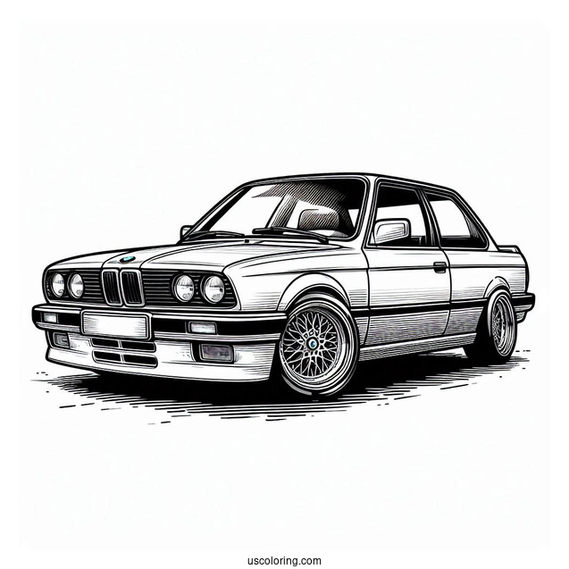 Parked BMW Coloring Page 3 Series E30