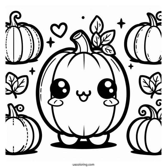 Kawaii Pumpkin Coloring Page For Preschoolers