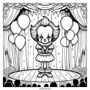 Pennywise On A Stage Surrounded By Balloons