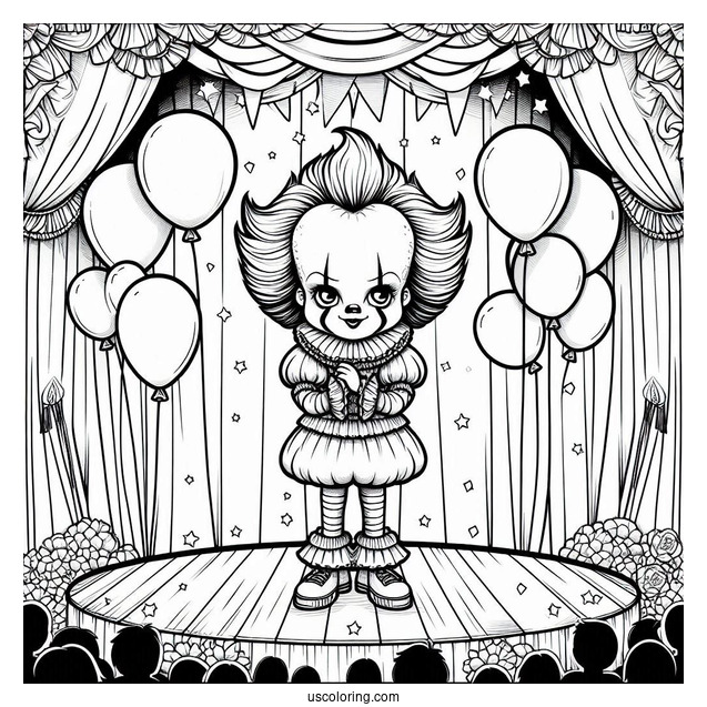 Pennywise On A Stage Surrounded By Balloons