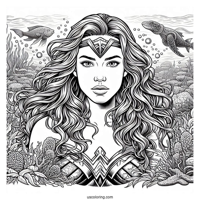 Aquaman Coloring Page Realistic Mera In Atlantis