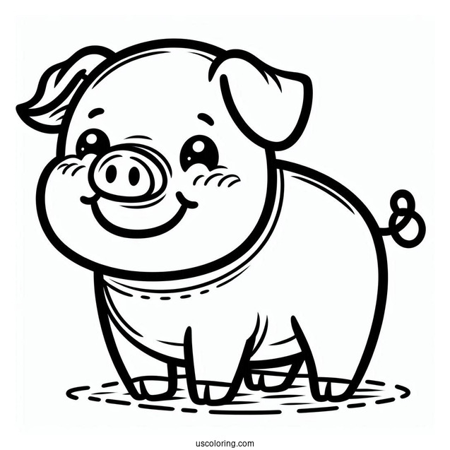 Simple Cartoon Pig To Color For Preschoolers