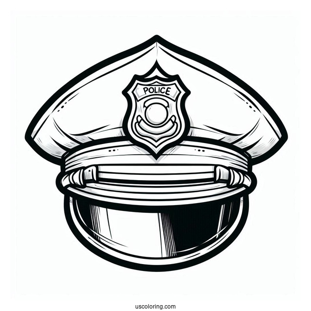 Police Officer Hat Coloring Sheet