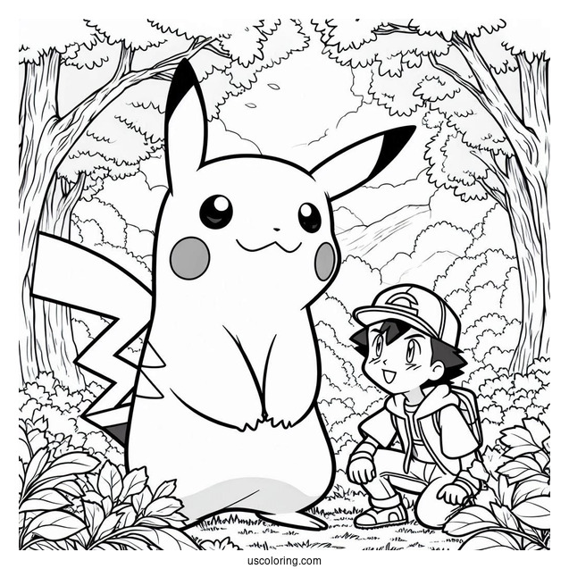 Pikachu And Ash In The Forest