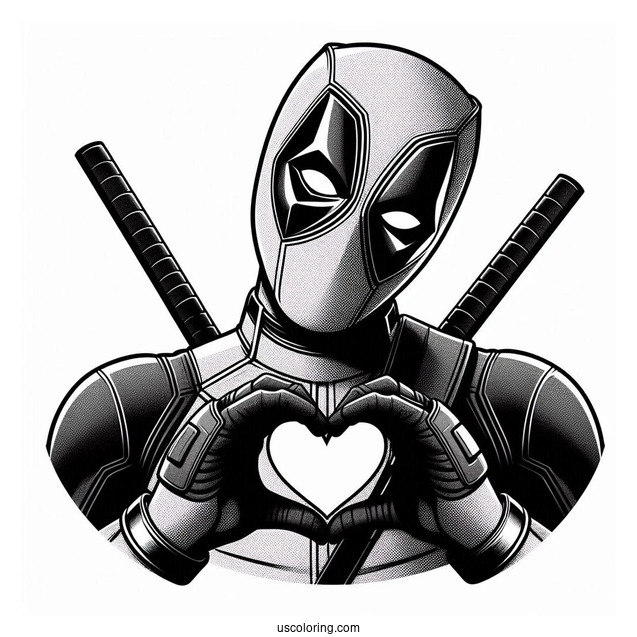 Deadpool Making Love Heart Shape To Color