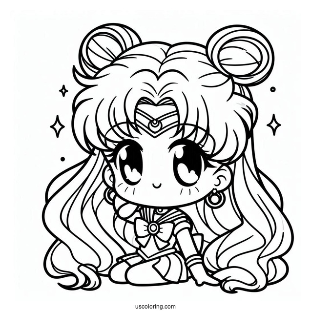 Chibi Sailor Jupiter Coloring In For Preschoolers