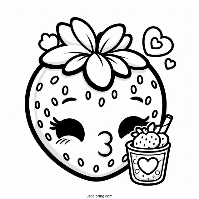 Detailed Coloring Page Of Strawberry Kiss Shopkins