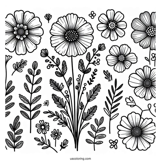 Flower Coloring Pages Of Easy Wildflowers For Preschoolers