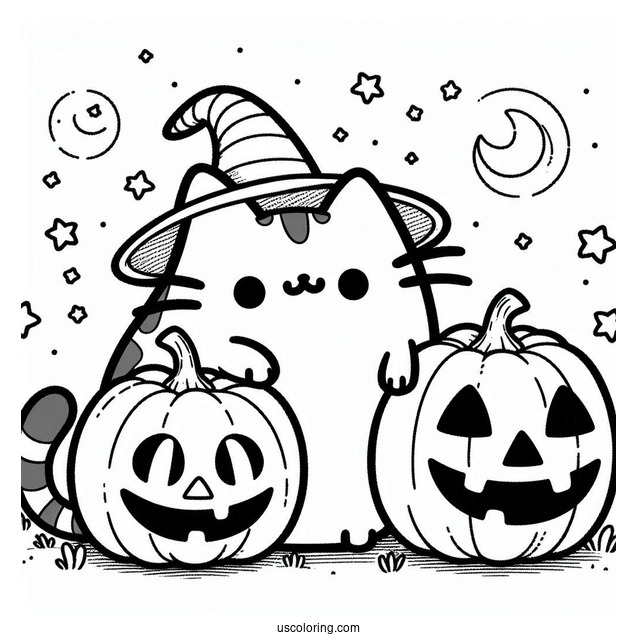 Pusheen With Jack O Lantern During Halloween