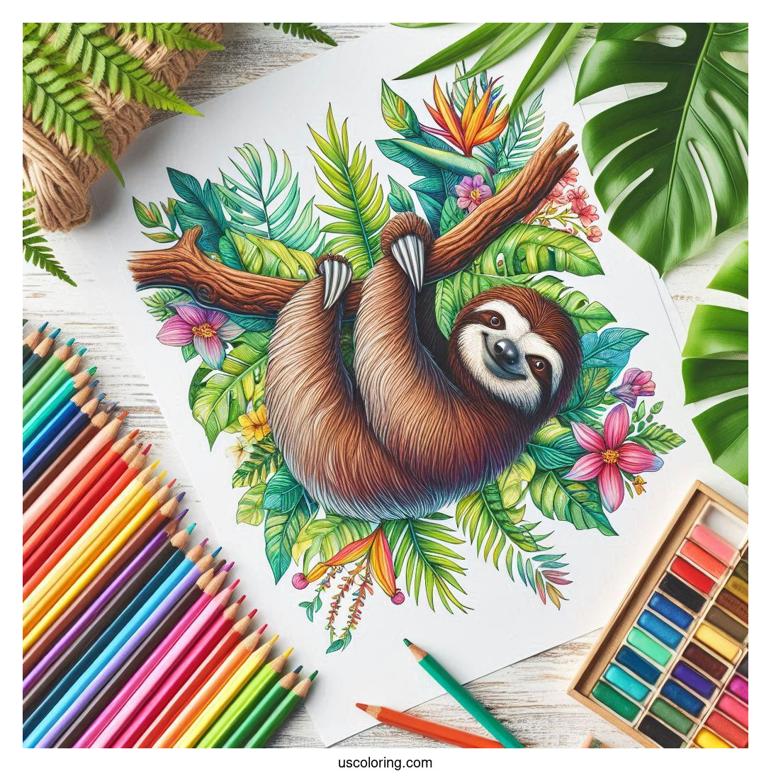 sloth coloring pages featured image