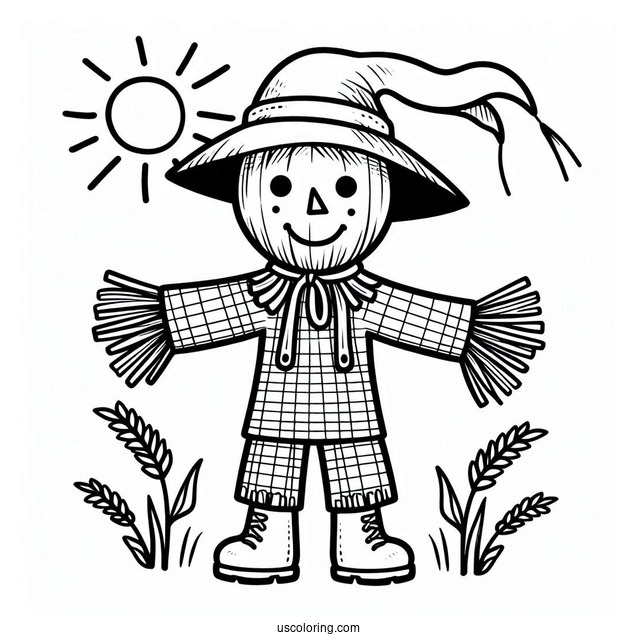 Easy Scarecrow Coloring Page Under The Sun For Preschoolers