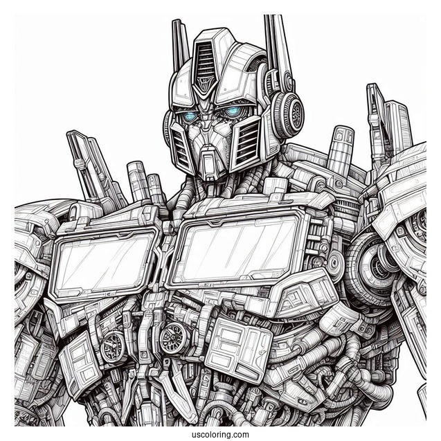 Realistic Optimus Prime Coloring Page From Transformers Movie