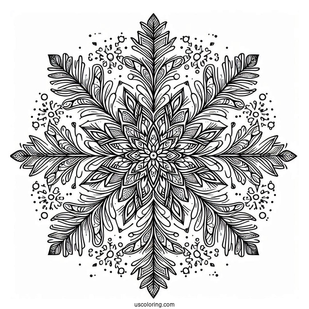 Detailed Crystal Snowflake Coloring Page