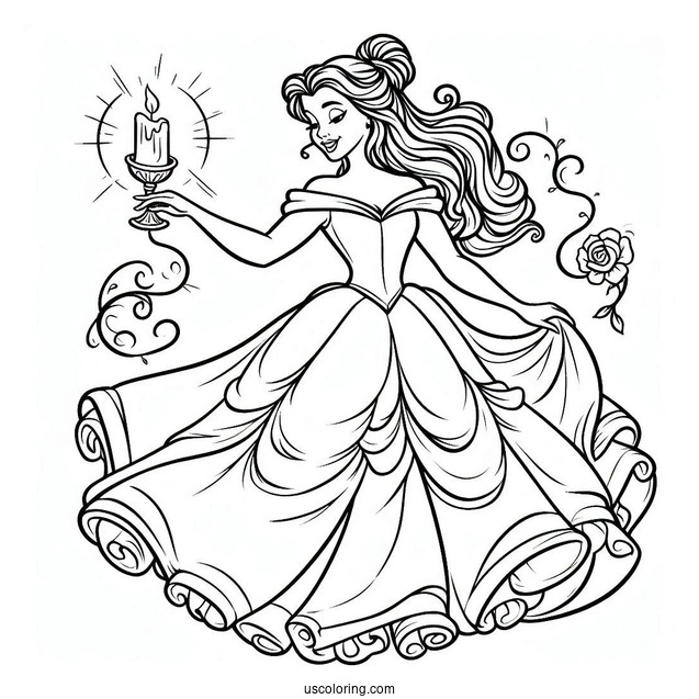 Belle With Beautiful Dress Dancing With The Beast